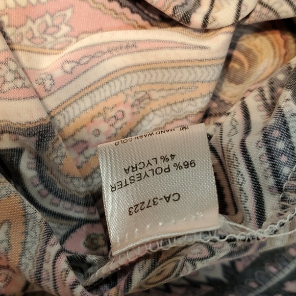 Cruise by Creation 3/4 Sleeve Blue Pink Paisley Tunic Size Small Bust 38 In NWT - Picture 4 of 5